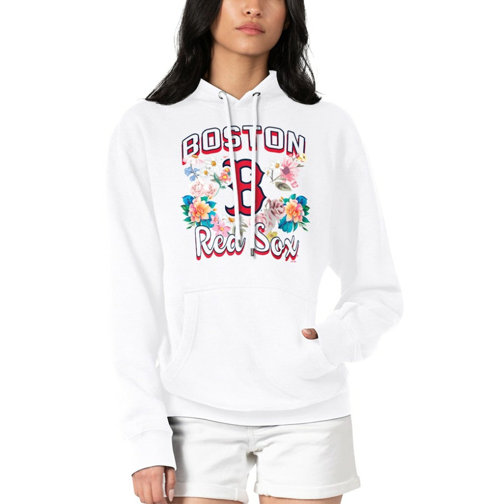 Boston Red Sox G-III 4Her by Carl Banks Women's Flowers Graphic Pullover Hoodie - White Hoodies