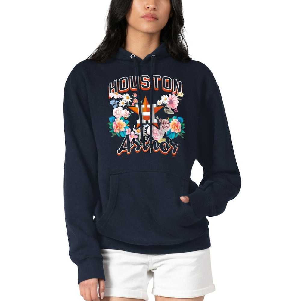 Houston Astros G-III 4Her by Carl Banks Women's Flowers Graphic Pullover Hoodie - Navy Hoodies