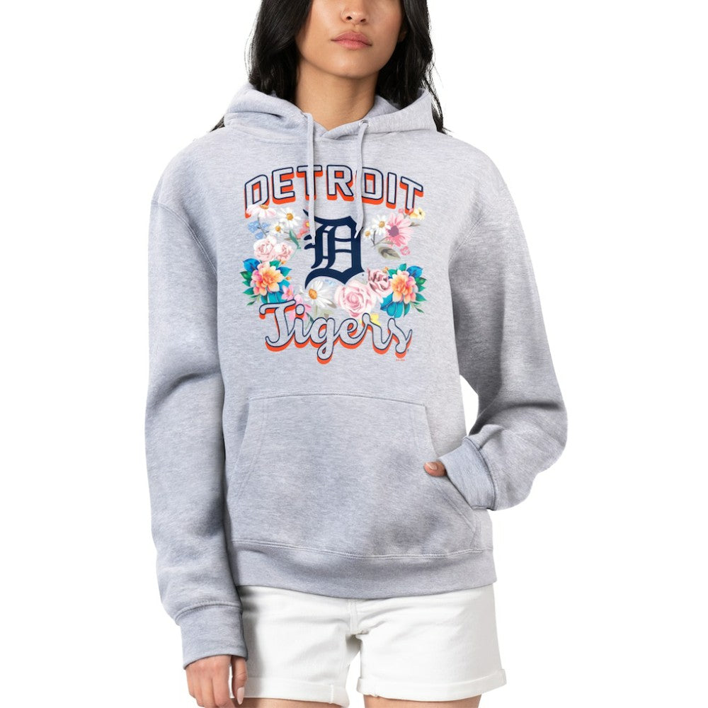 Detroit Tigers G-III 4Her by Carl Banks Women's Flowers Graphic Pullover Hoodie - Heather Gray Hoodies