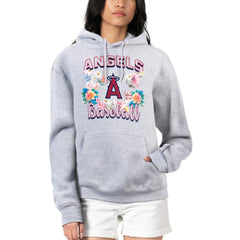 Los Angeles Angels G-III 4Her by Carl Banks Women's Flowers Graphic Pullover Hoodie - Heather Gray Hoodies