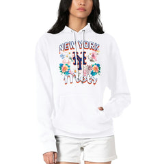 New York Mets G-III 4Her by Carl Banks Women's Flowers Graphic Pullover Hoodie - White Hoodies