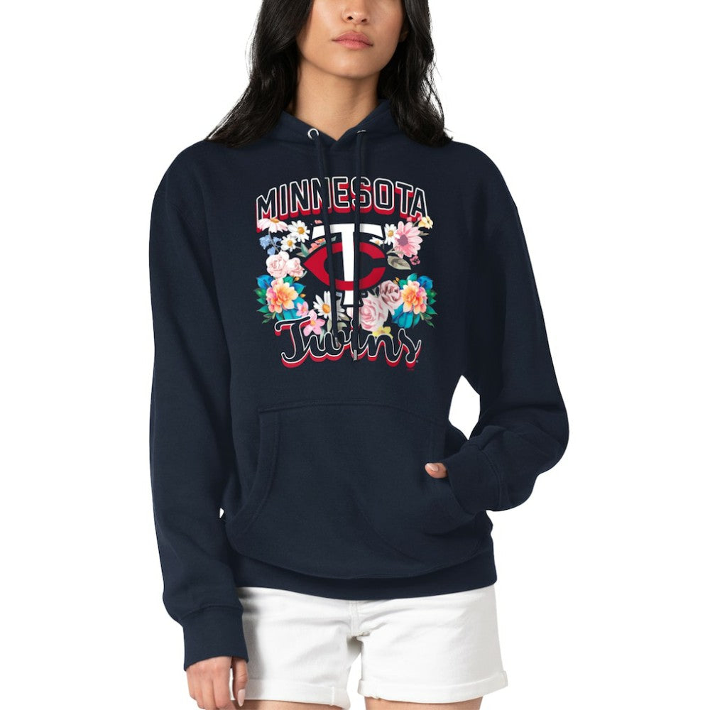 Minnesota Twins G-III 4Her by Carl Banks Women's Flowers Graphic Pullover Hoodie - Navy Hoodies