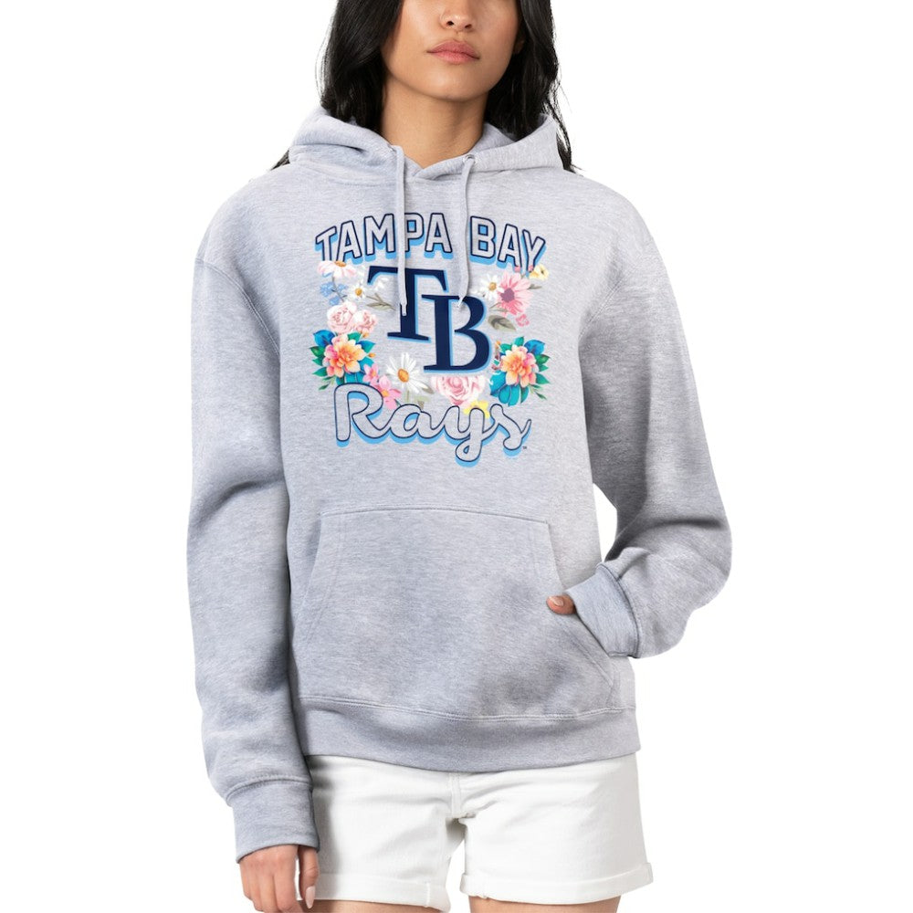 Tampa Bay Rays G-III 4Her by Carl Banks Women's Flowers Graphic Pullover Hoodie - Heather Gray Hoodies