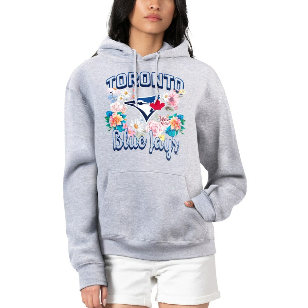 Toronto Blue Jays G-III 4Her by Carl Banks Women's Flowers Graphic Pullover Hoodie - Heather Gray Hoodies