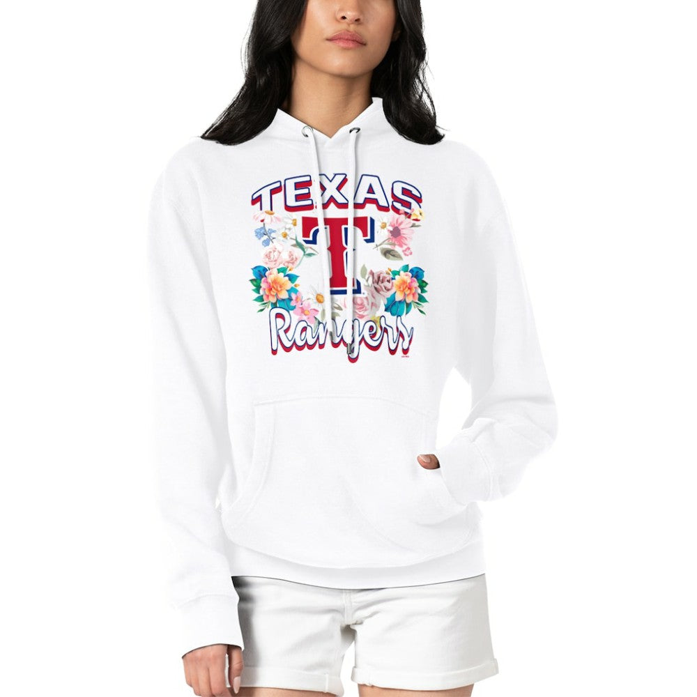 Texas Rangers G-III 4Her by Carl Banks Women's Flowers Graphic Pullover Hoodie - White Hoodies