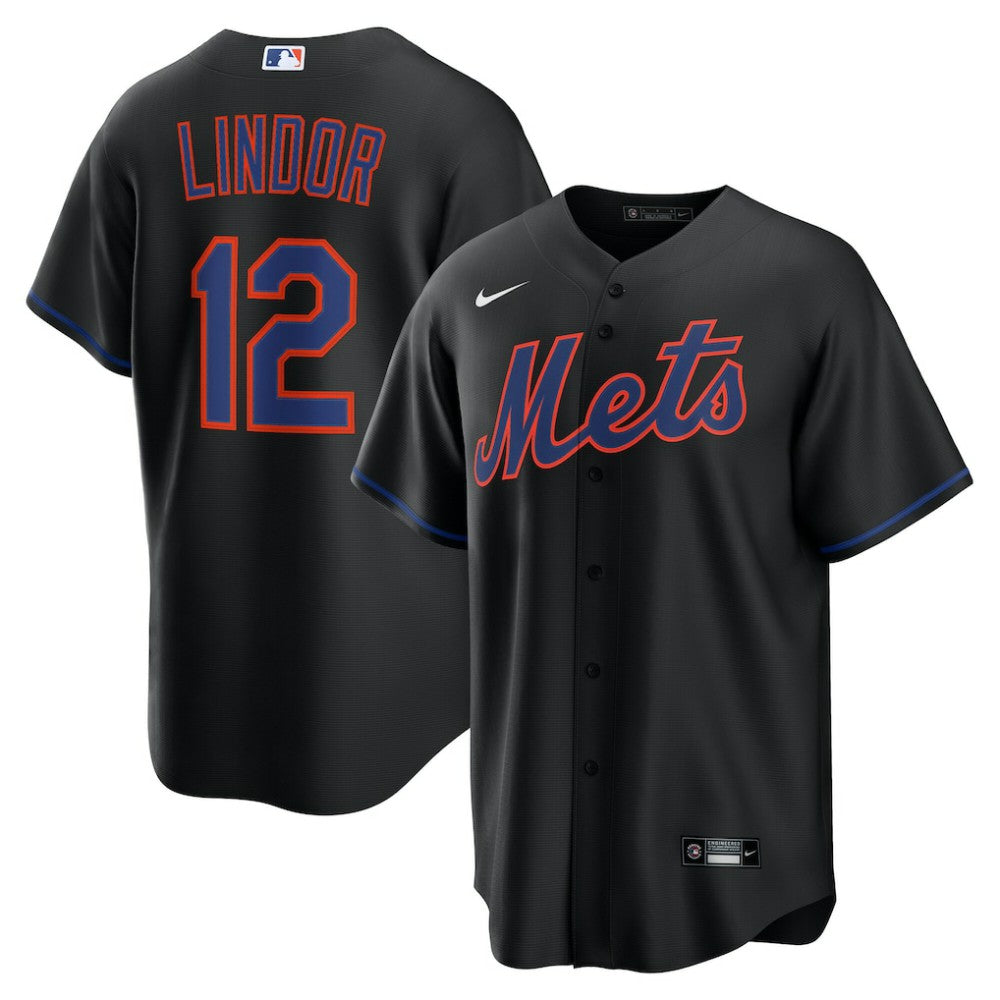 Francisco Lindor New York Mets Nike Alternate Replica Jersey - Black Jerseys