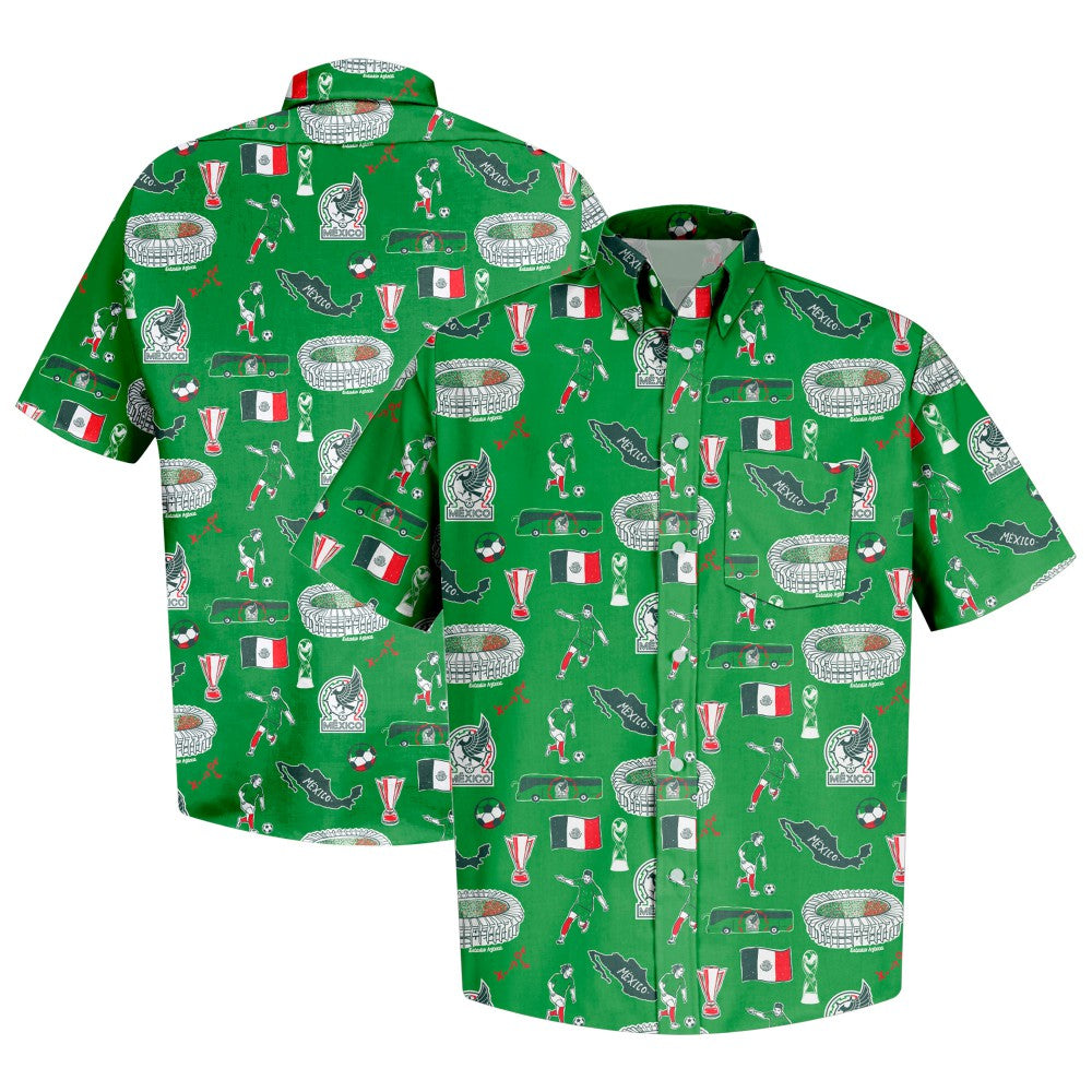 Mexico National Team Vive La Fete Impressions Artwork Button-Down Shirt Green sale