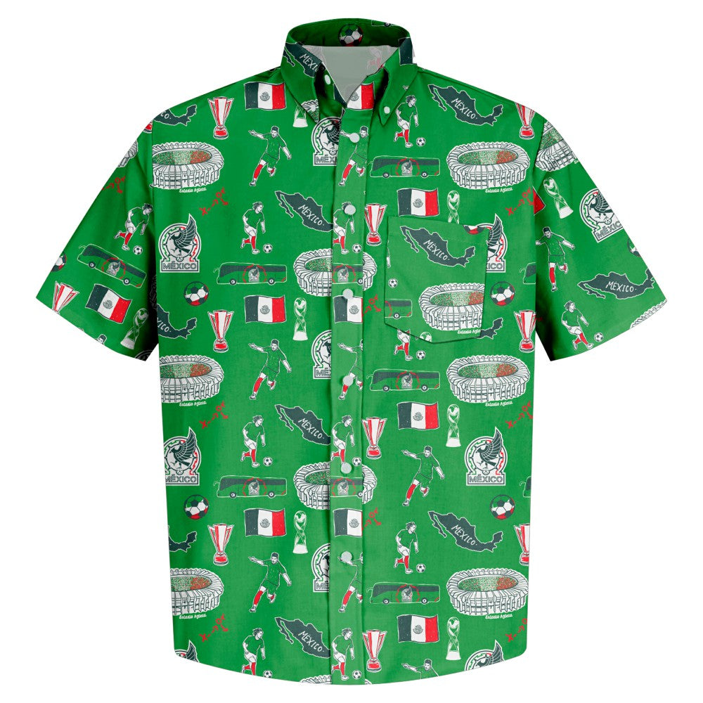 Mexico National Team Vive La Fete Impressions Artwork Button-Down Shirt Green sale