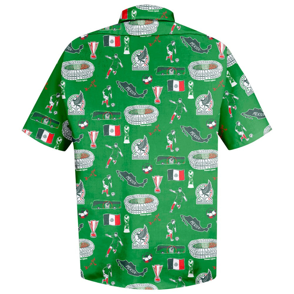 Mexico National Team Vive La Fete Impressions Artwork Button-Down Shirt Green sale