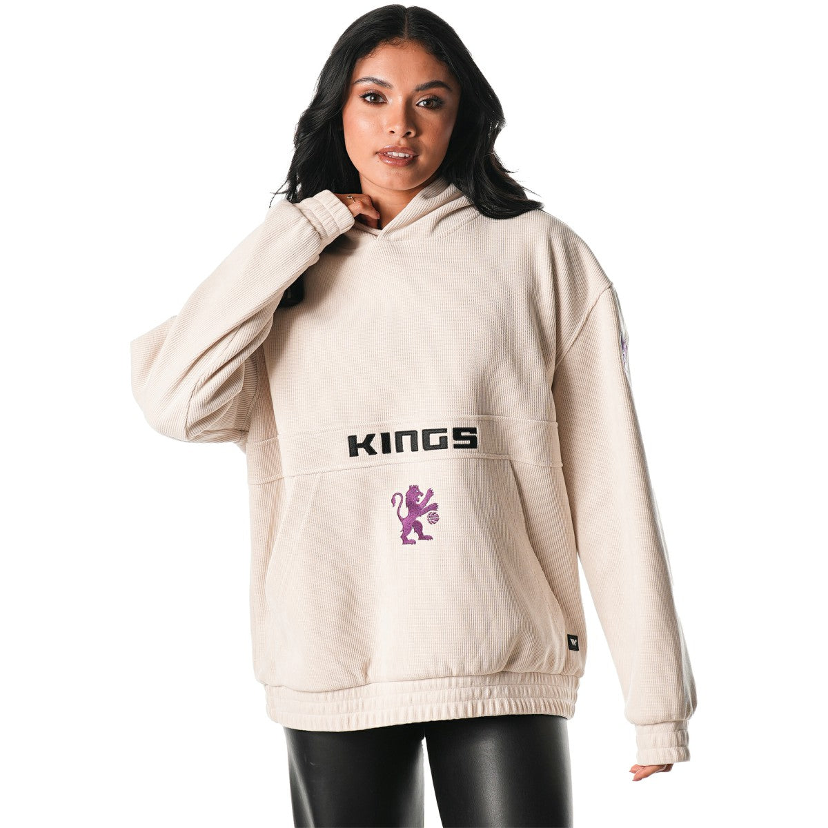 Sacramento Kings The Wild Collective Unisex Corduroy Tri-Blend Pullover Hoodie Cream