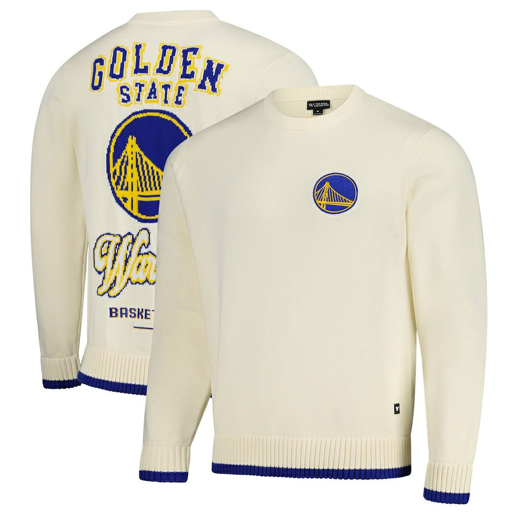 Golden State Warriors The Wild Collective Unisex Jacquard Knit Pullover Sweater Cream
