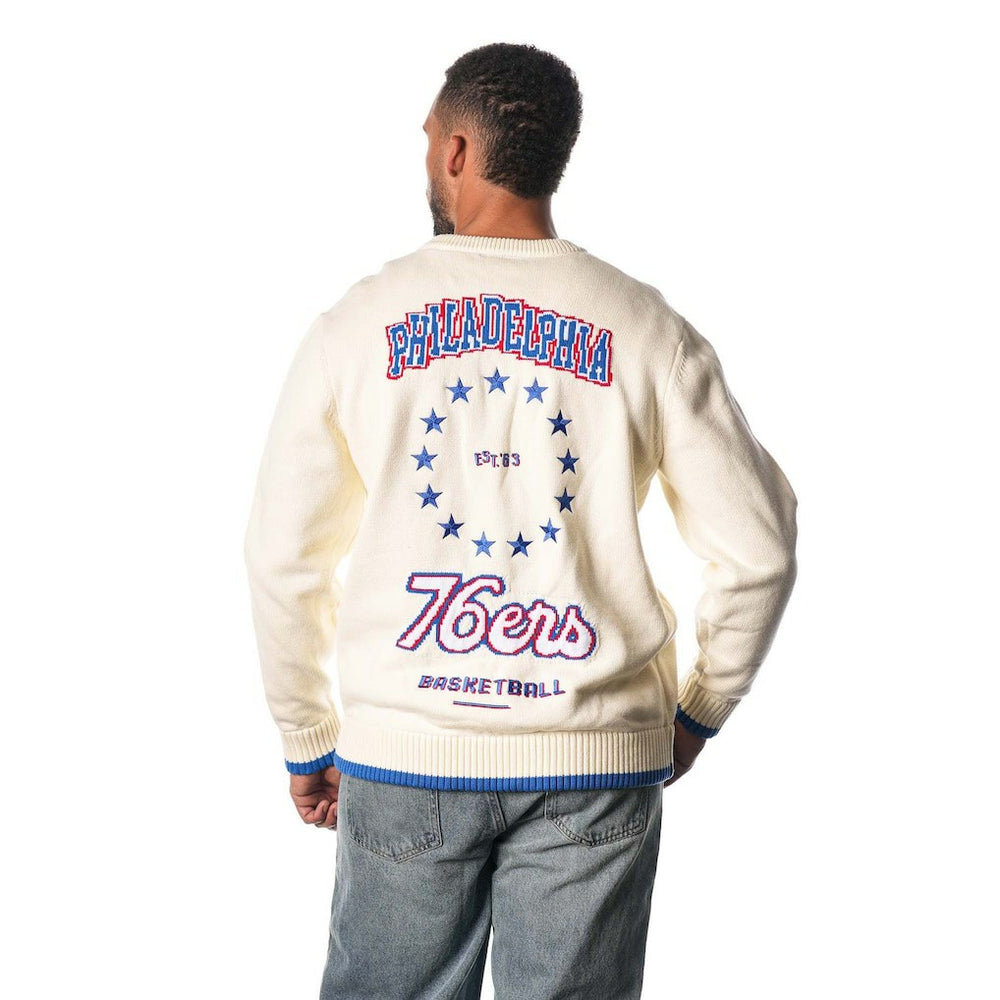 Philadelphia 76ers The Wild Collective Unisex Jacquard Knit Pullover Sweater Cream