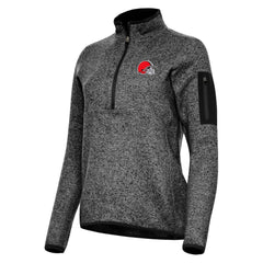 Cleveland Browns Antigua Women's Fortune Half-Zip Jacket Heather Black