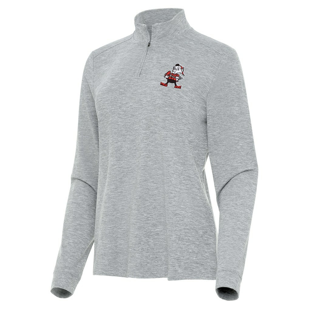 Cleveland Browns Antigua Women's Mentor Quarter-Zip Jacket Heather Gray