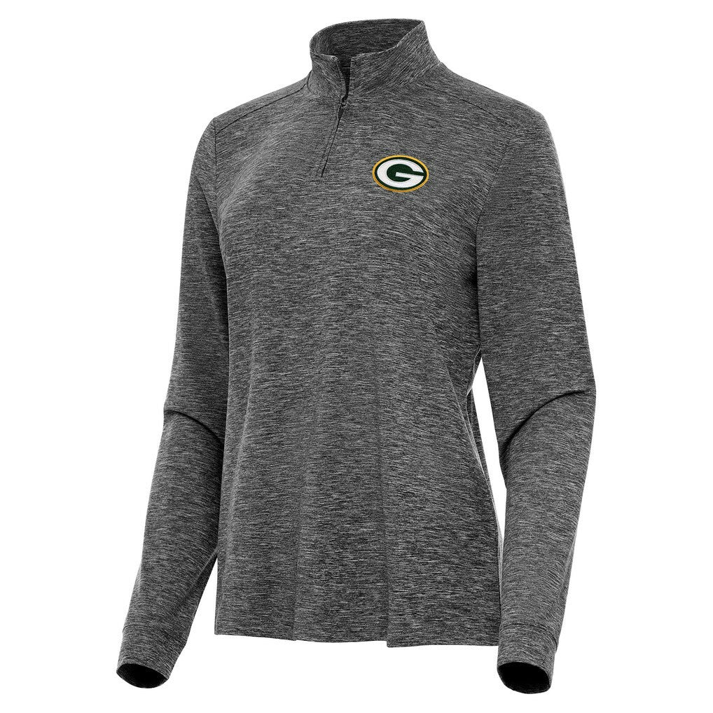 Green Bay Packers Antigua Women's Mentor Quarter-Zip Jacket Heather Black