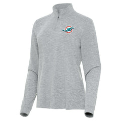 Miami Dolphins Antigua Women's Mentor Quarter-Zip Jacket Heather Gray