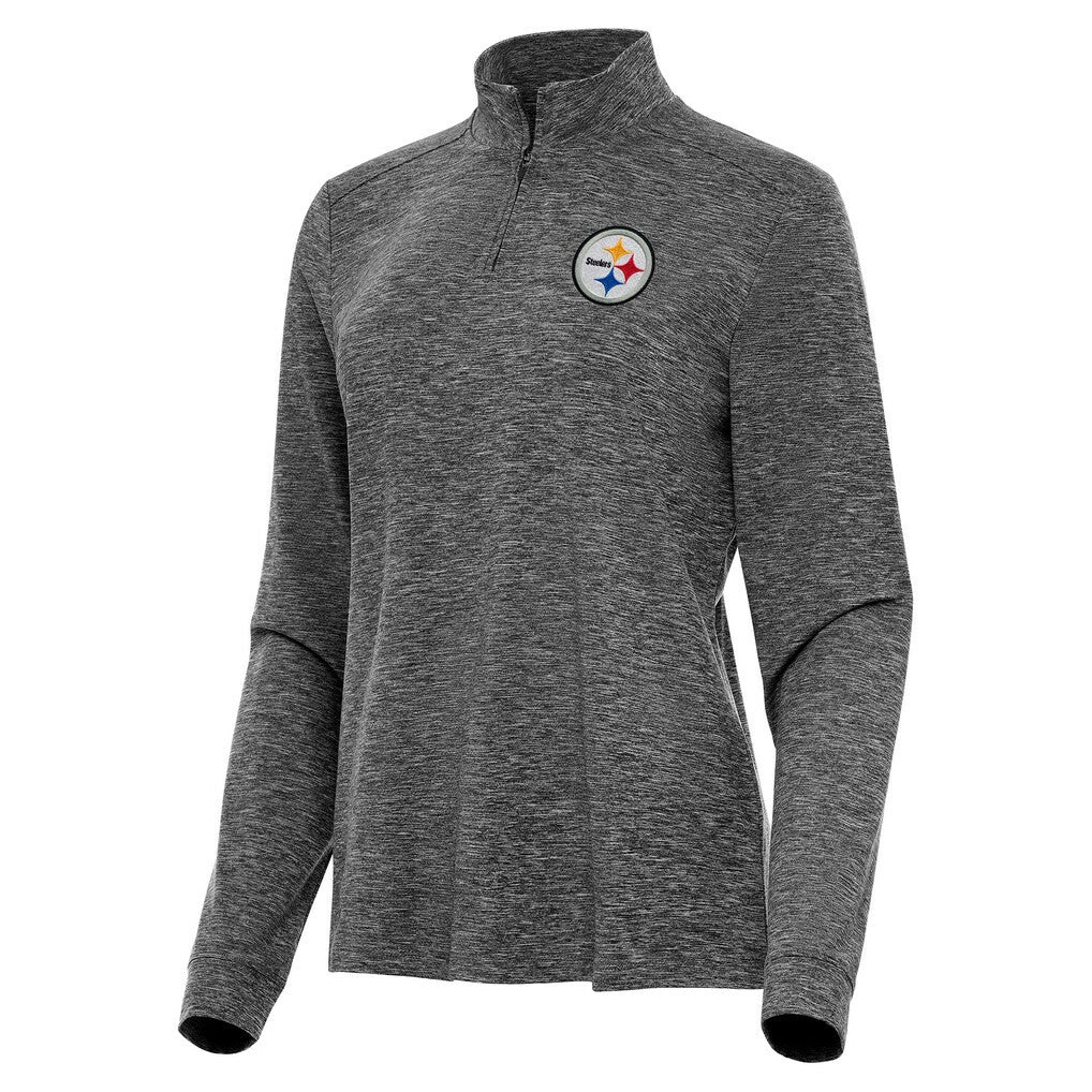 Pittsburgh Steelers Antigua Women's Mentor Quarter-Zip Jacket Heather Black