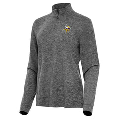 Minnesota Vikings Antigua Women's Mentor Quarter-Zip Jacket Heather Black