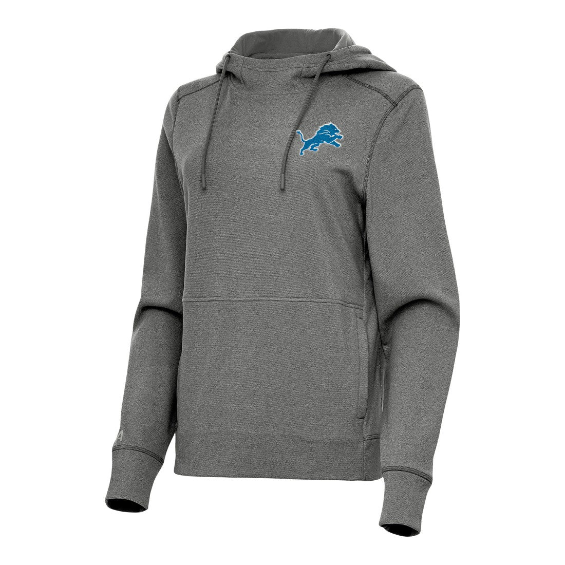 Detroit Lions Antigua Women's Justice Pullover Hoodie Heather Black