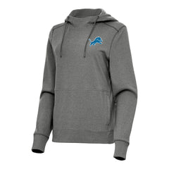 Detroit Lions Antigua Women's Justice Pullover Hoodie Heather Black