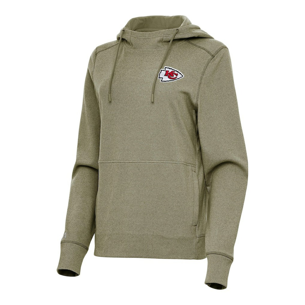 Kansas City Chiefs Antigua Women's Justice Pullover Hoodie Heather Olive