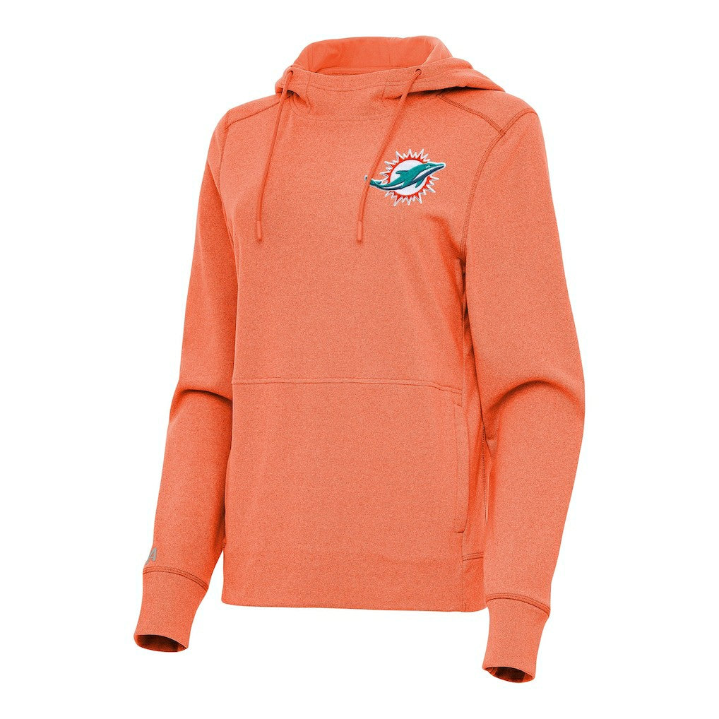 Miami Dolphins Antigua Women's Justice Pullover Hoodie Heather Orange
