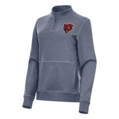 Chicago Bears Antigua Women's Crush Quarter-Zip Jacket Heather Navy