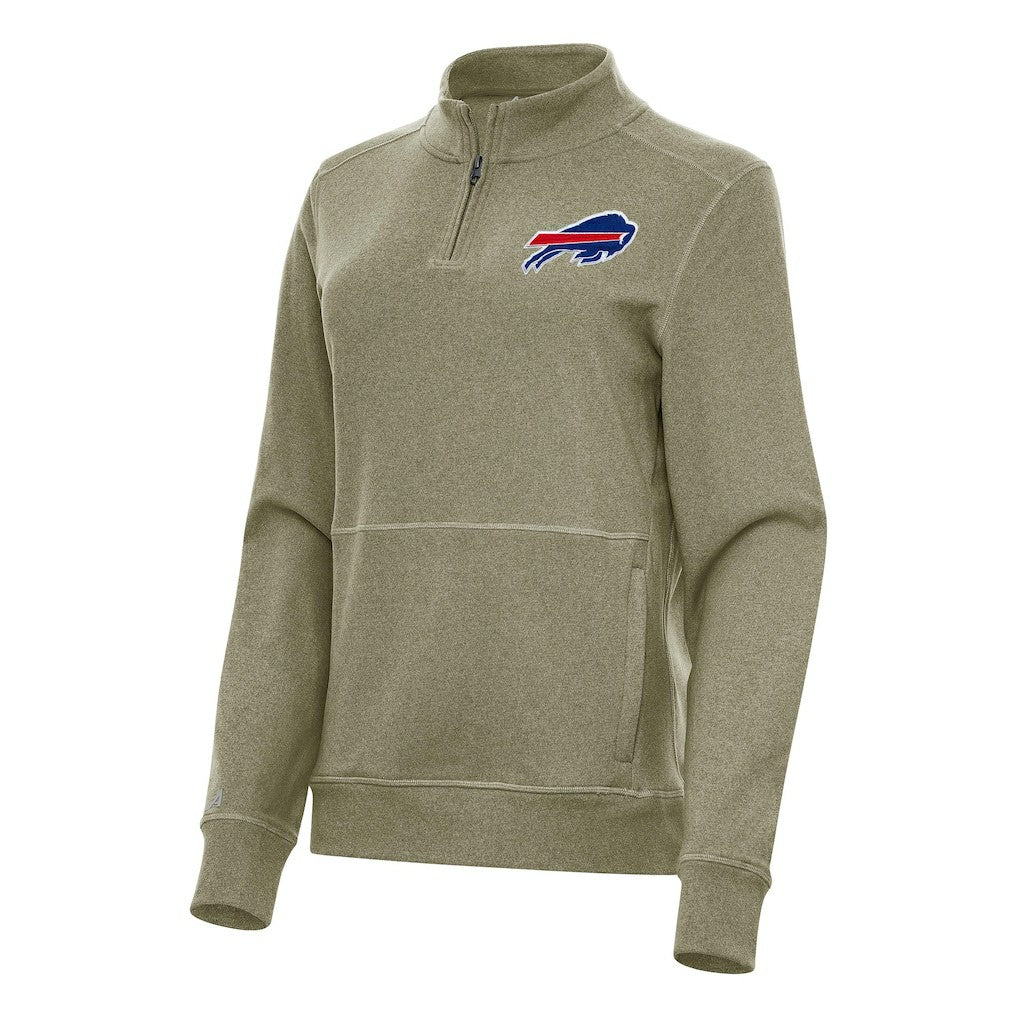 Buffalo Bills Antigua Women's Crush Quarter-Zip Jacket Heather Olive