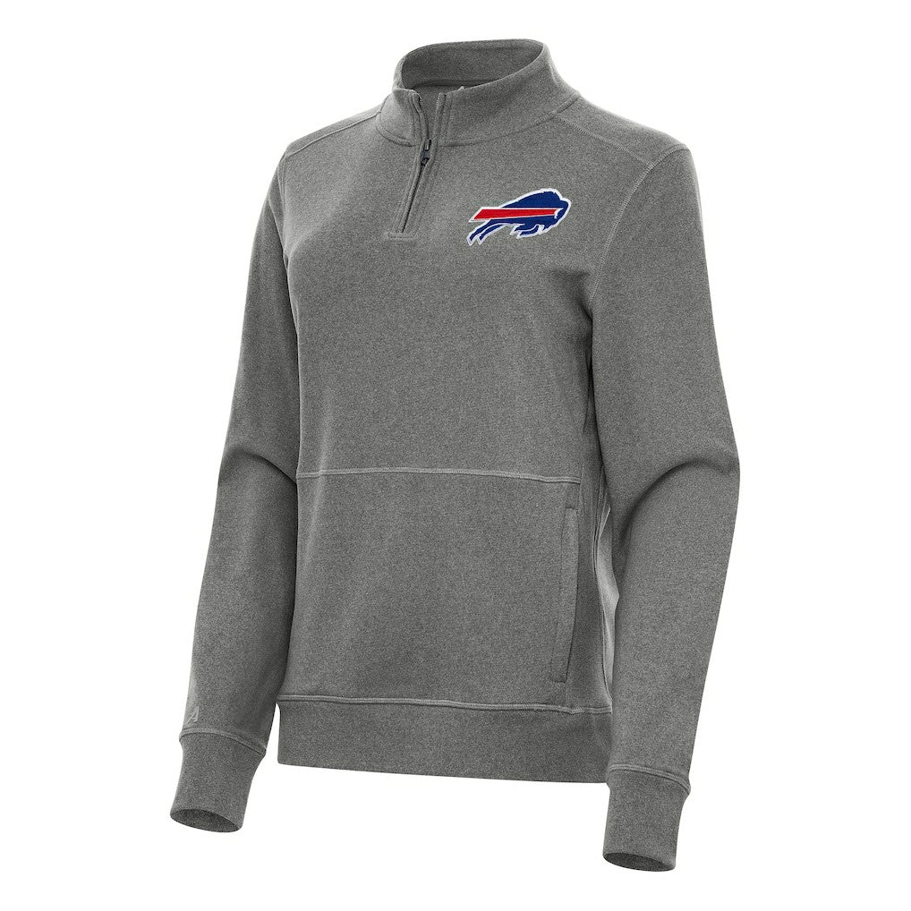 Buffalo Bills Antigua Women's Crush Quarter-Zip Jacket Heather Black