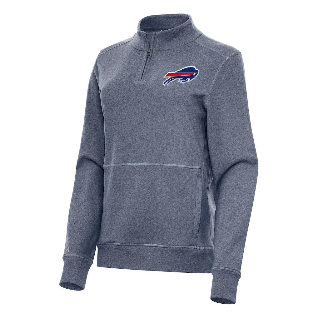 Buffalo Bills Antigua Women's Crush Quarter-Zip Jacket Heather Navy