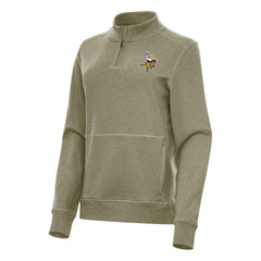 Minnesota Vikings Antigua Women's Crush Quarter-Zip Jacket Heather Olive