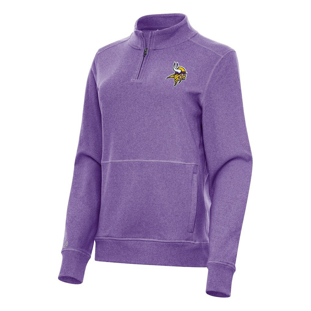 Minnesota Vikings Antigua Women's Crush Quarter-Zip Jacket Heather Purple
