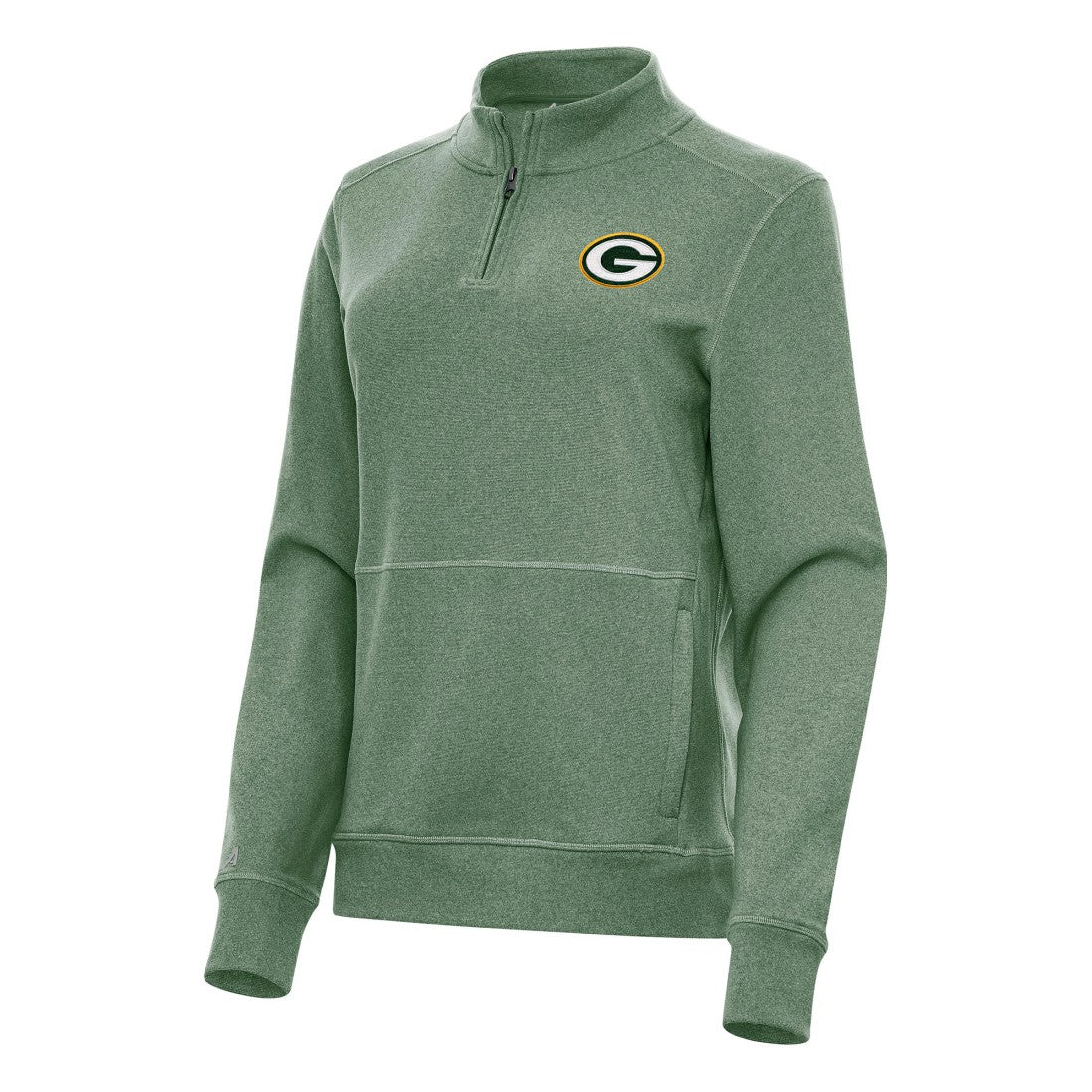 Green Bay Packers Antigua Women's Crush Quarter-Zip Jacket Heather Green