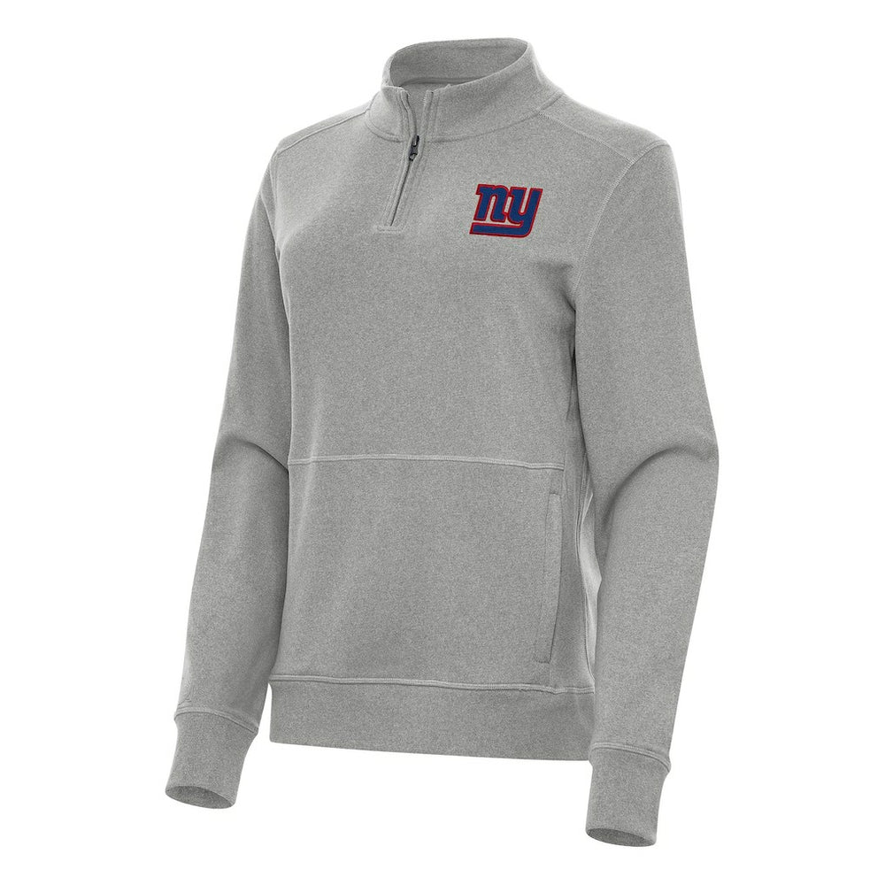 New York Giants Antigua Women's Crush Quarter-Zip Jacket Heather Gray