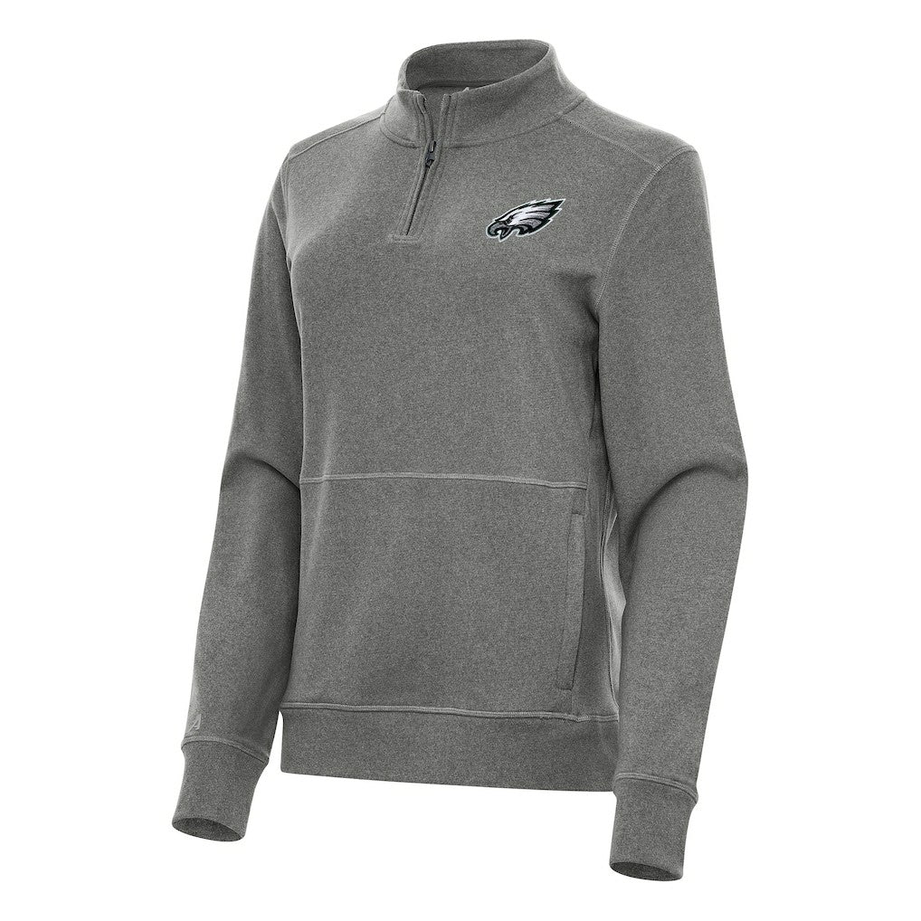 Philadelphia Eagles Antigua Women's Crush Quarter-Zip Jacket Heather Black