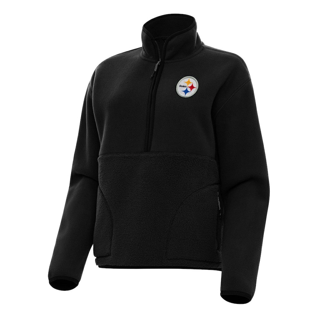 Pittsburgh Steelers Antigua Women's Figure Half-Zip Sweatshirt Black