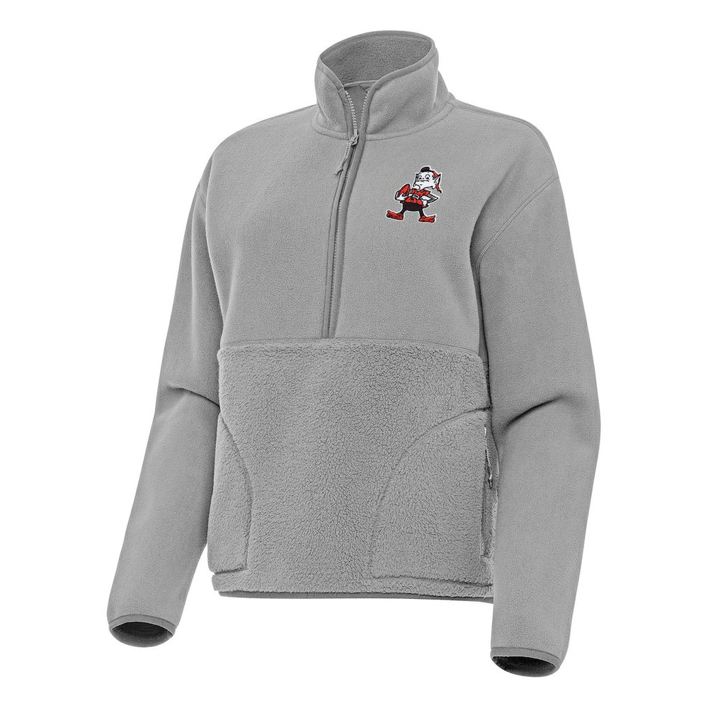 Cleveland Browns Antigua Women's Figure Half-Zip Sweatshirt Gray