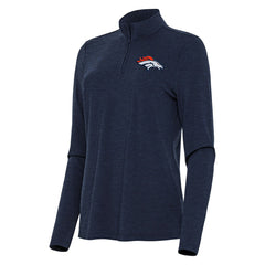 Denver Broncos Antigua Women's Bright Quarter-Zip Sweatshirt Heather Navy