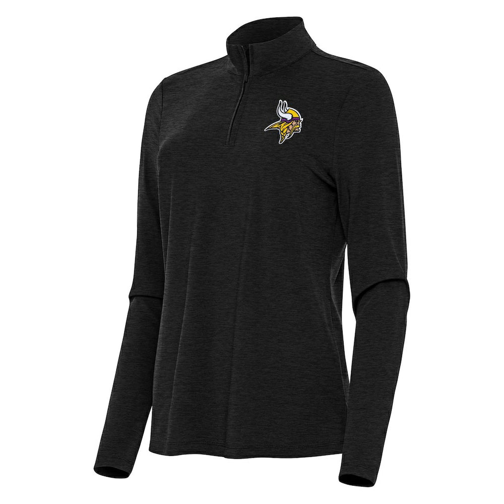 Minnesota Vikings Antigua Women's Bright Quarter-Zip Sweatshirt Heather Black