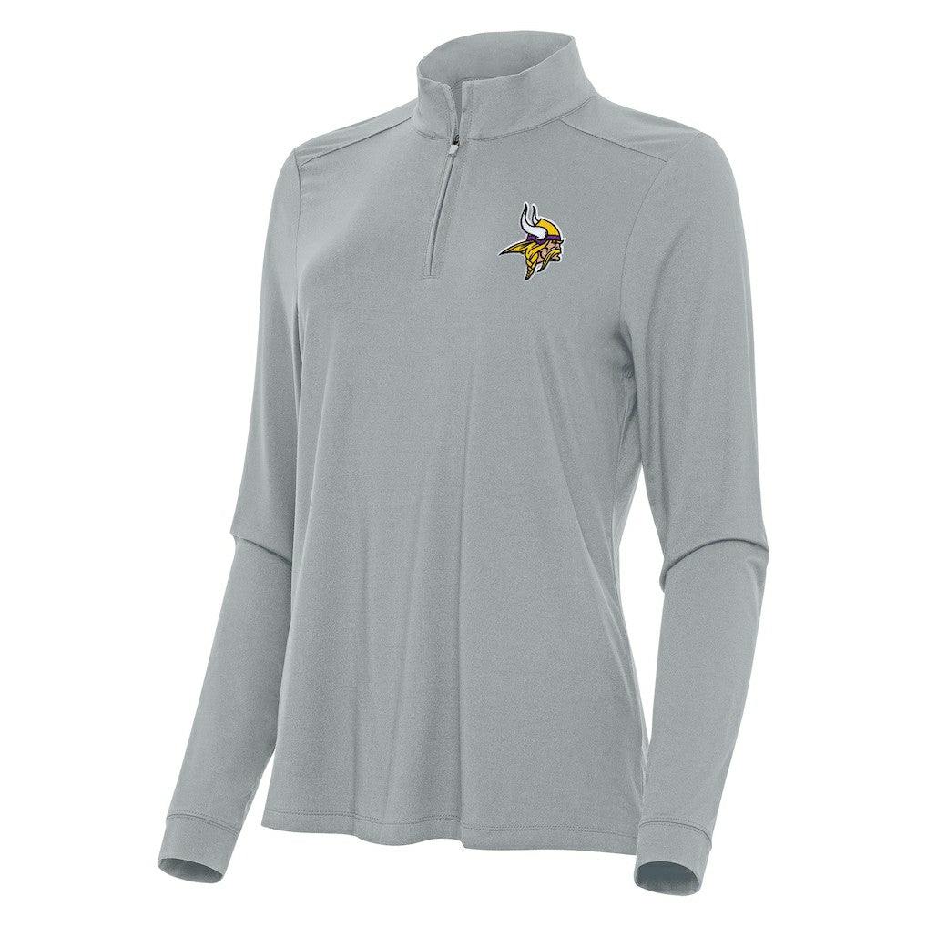 Minnesota Vikings Antigua Women's Intent Quarter-Zip Sweatshirt Gray