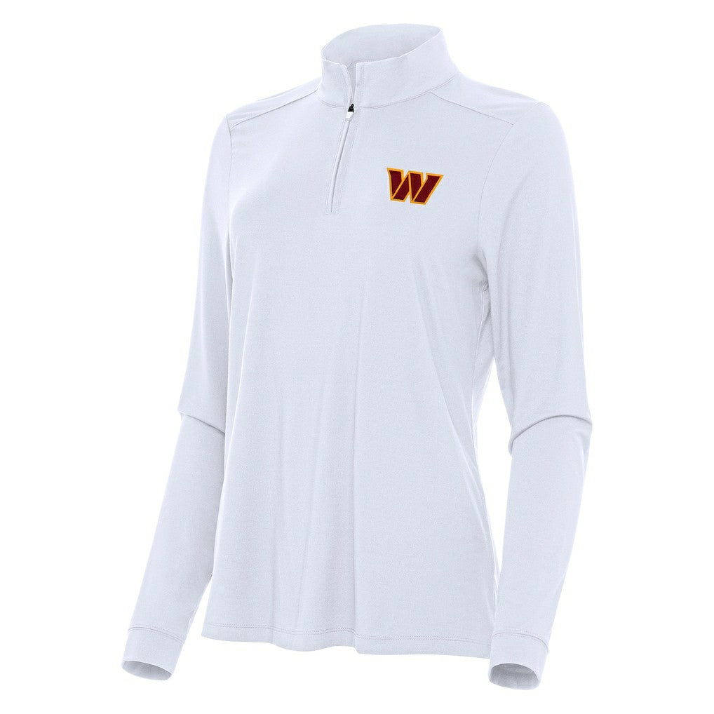 Washington Commanders Antigua Women's Intent Quarter-Zip Sweatshirt White