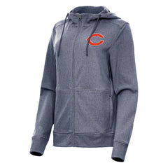 Chicago Bears Antigua Women's Seeker Full-Zip Hoodie Jacket Heather Navy