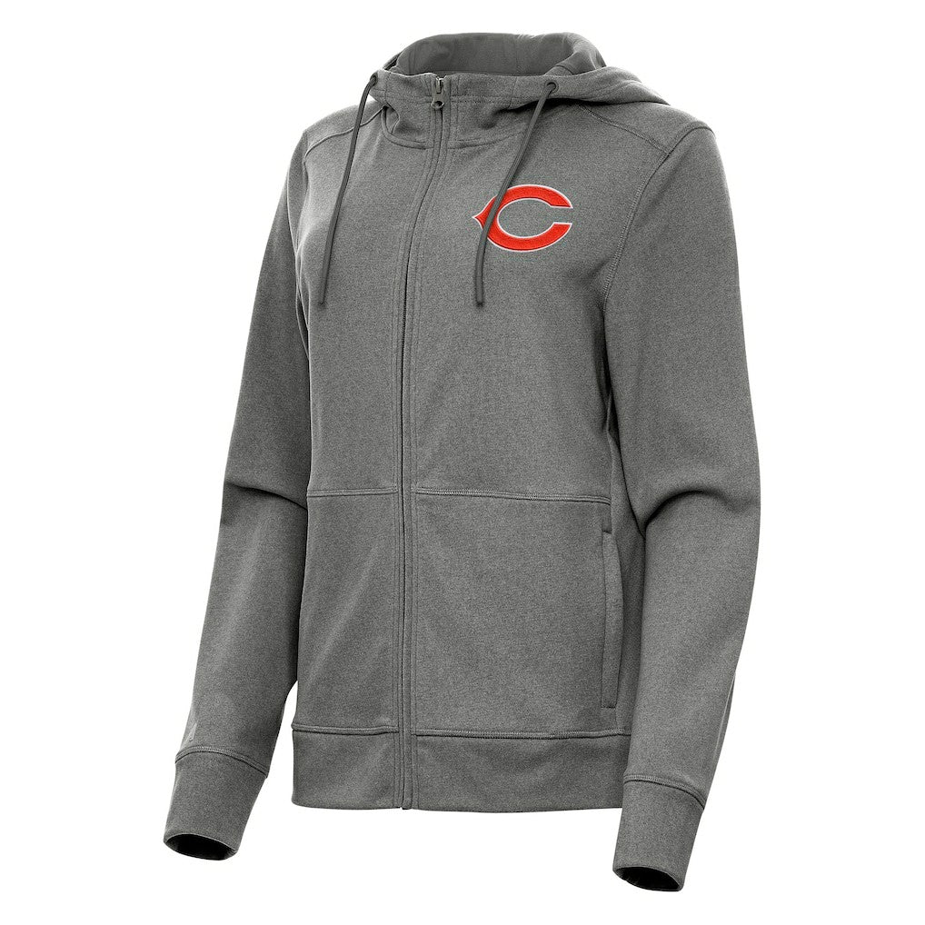 Chicago Bears Antigua Women's Seeker Full-Zip Hoodie Jacket Heather Charcoal