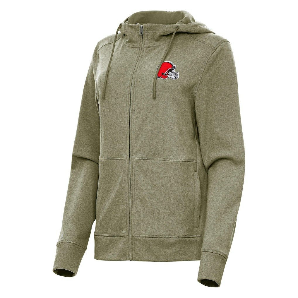 Cleveland Browns Antigua Women's Seeker Full-Zip Hoodie Jacket Heather Olive
