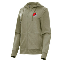 Cleveland Browns Antigua Women's Seeker Full-Zip Hoodie Jacket Heather Olive