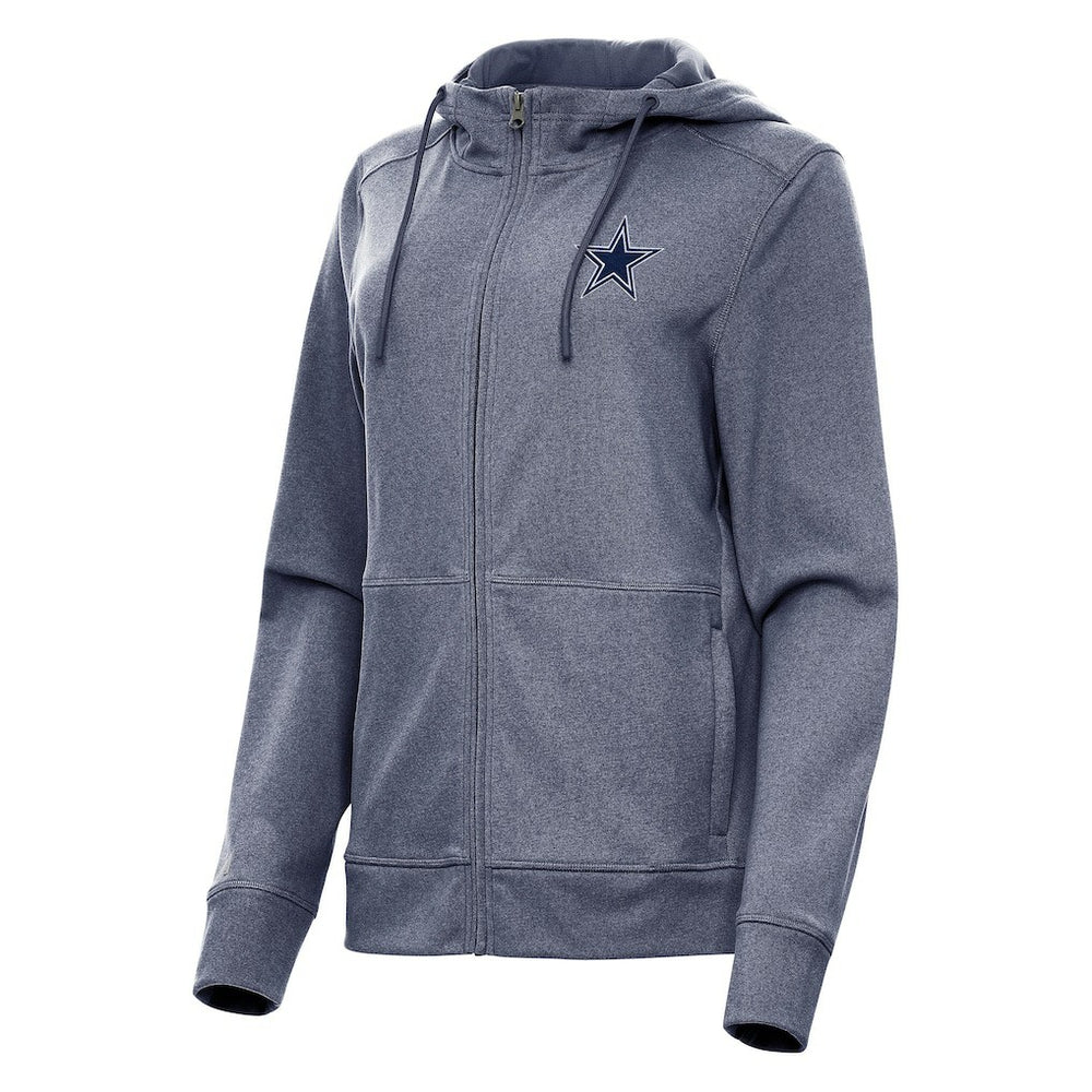 Dallas Cowboys Antigua Women's Seeker Full-Zip Hoodie Jacket Heather Navy