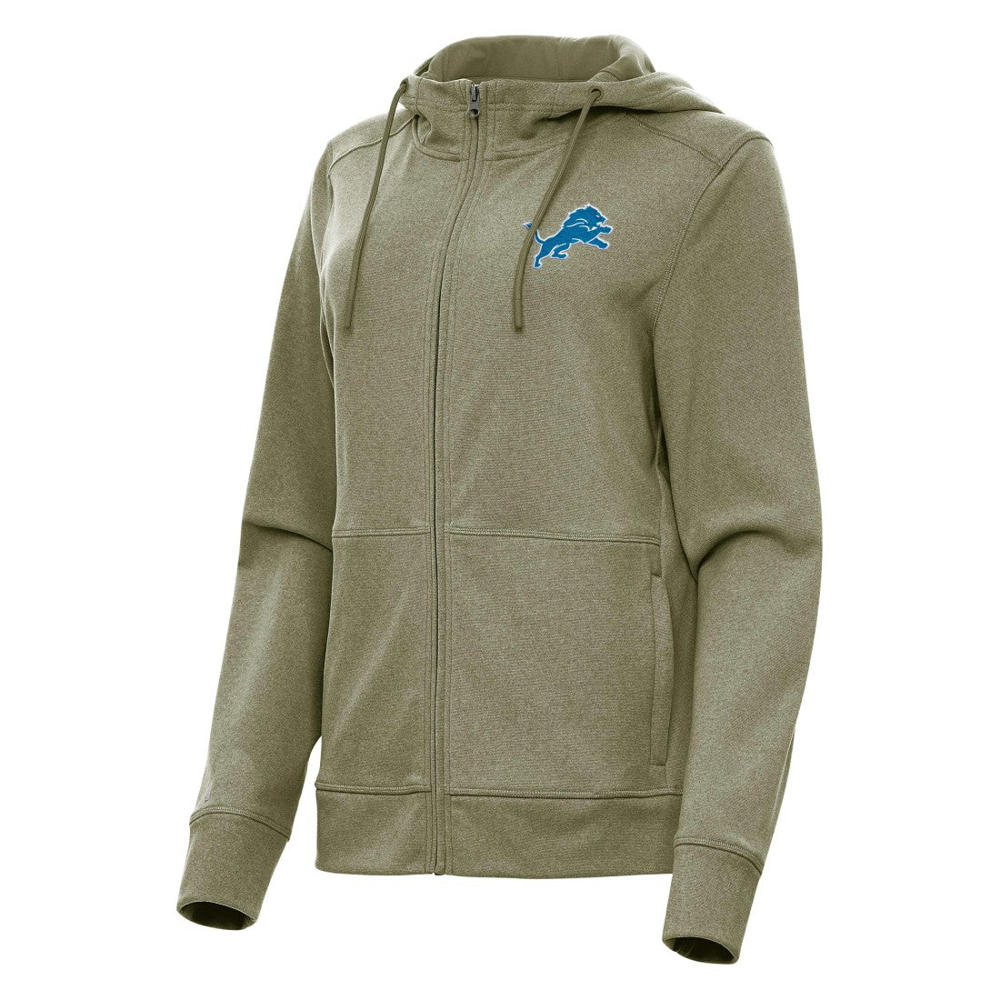 Detroit Lions Antigua Women's Seeker Full-Zip Hoodie Jacket Heather Olive