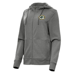 Green Bay Packers Antigua Women's Seeker Full-Zip Hoodie Jacket Heather Charcoal