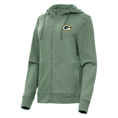 Green Bay Packers Antigua Women's Seeker Full-Zip Hoodie Jacket Heather Green