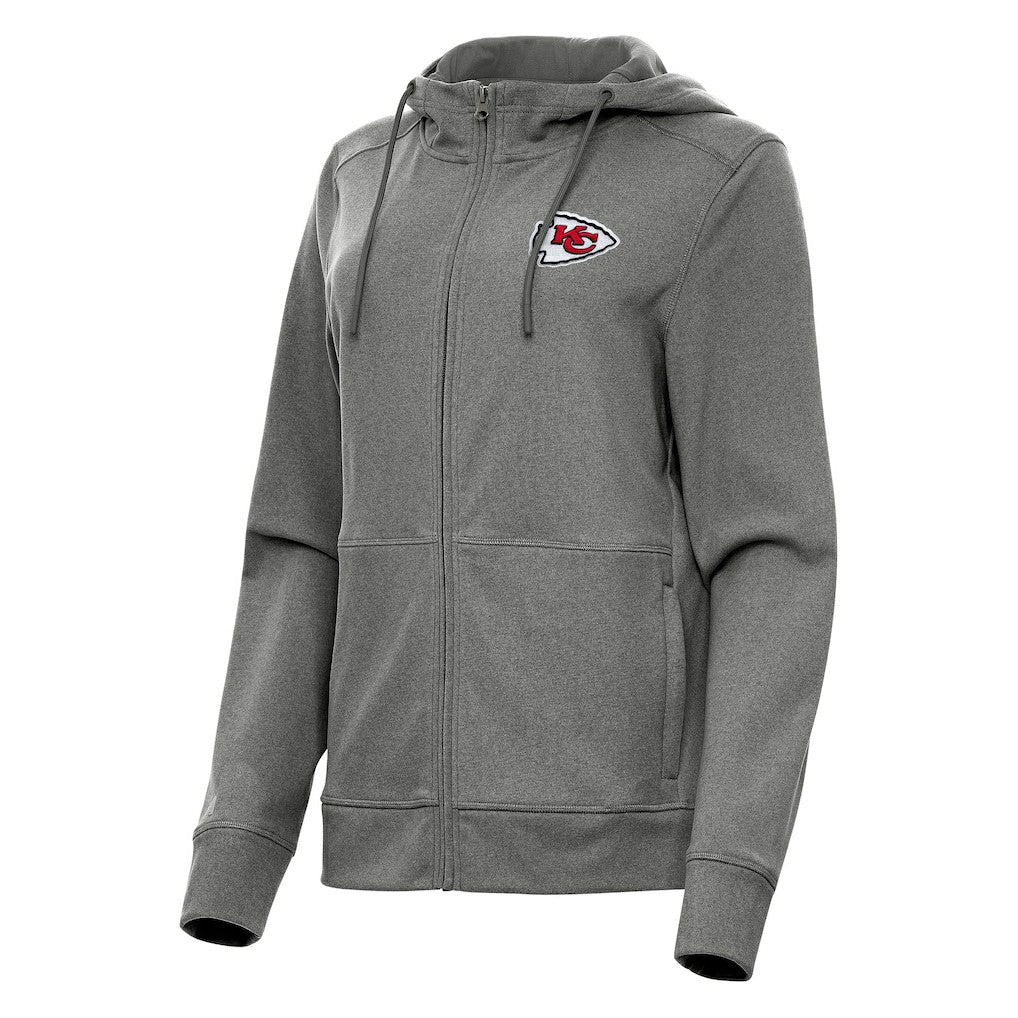 Kansas City Chiefs Antigua Women's Seeker Full-Zip Hoodie Jacket Heather Charcoal